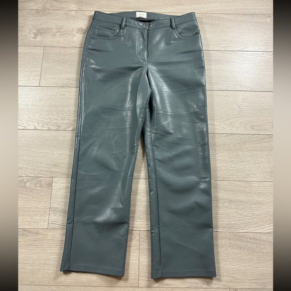 Aritzia Wilfred Melina Marbled Grey Faux Leather Crop Pants - Picture 3 of 15